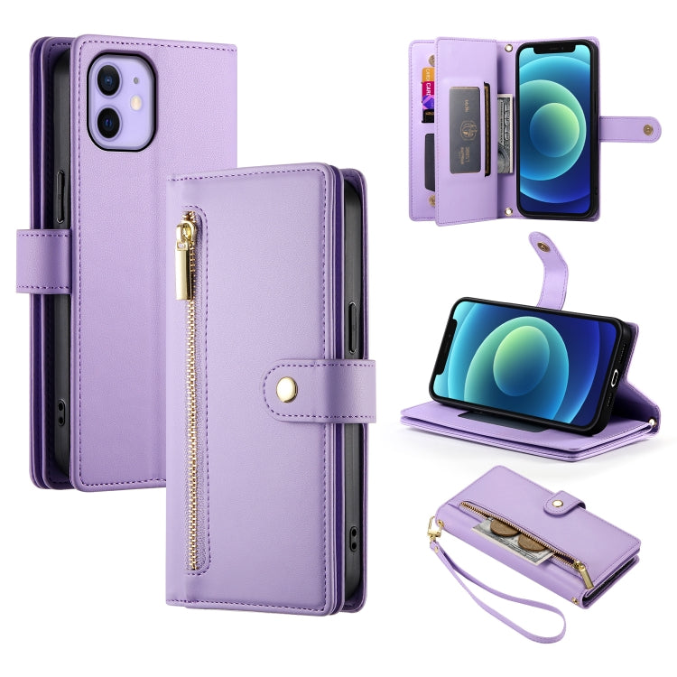 Étui de téléphone en cuir avec fermeture éclair et neuf fentes pour cartes, pour iPhone 14 Pro Max, pour iPhone 13 Pro Max, pour iPhone 13 Pro, pour iPhone 13, pour iPhone 13 mini, pour iPhone 12 / 12 Pro, pour iPhone 12 Pro Max, pour iPhone 12 mini