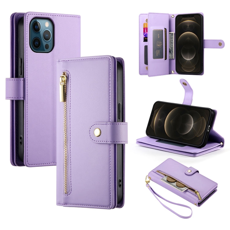 Étui de téléphone en cuir avec fermeture éclair et neuf fentes pour cartes, pour iPhone 14 Pro Max, pour iPhone 13 Pro Max, pour iPhone 13 Pro, pour iPhone 13, pour iPhone 13 mini, pour iPhone 12 / 12 Pro, pour iPhone 12 Pro Max, pour iPhone 12 mini