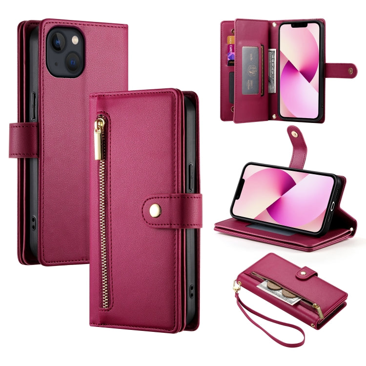 Étui de téléphone en cuir avec fermeture éclair et neuf fentes pour cartes, pour iPhone 14 Pro Max, pour iPhone 13 Pro Max, pour iPhone 13 Pro, pour iPhone 13, pour iPhone 13 mini, pour iPhone 12 / 12 Pro, pour iPhone 12 Pro Max, pour iPhone 12 mini
