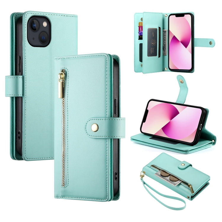 Étui de téléphone en cuir avec fermeture éclair et neuf fentes pour cartes, pour iPhone 14 Pro Max, pour iPhone 13 Pro Max, pour iPhone 13 Pro, pour iPhone 13, pour iPhone 13 mini, pour iPhone 12 / 12 Pro, pour iPhone 12 Pro Max, pour iPhone 12 mini