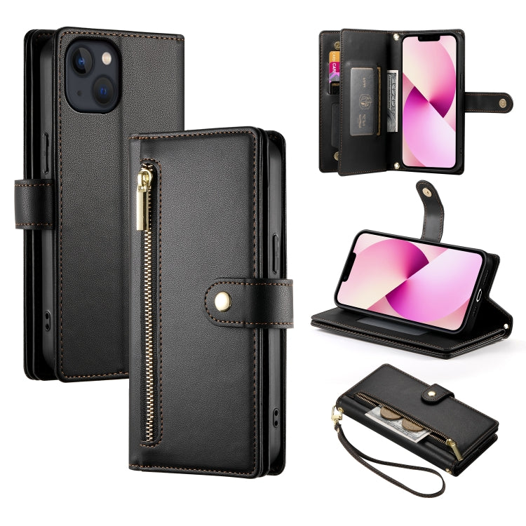 Étui de téléphone en cuir avec fermeture éclair et neuf fentes pour cartes, pour iPhone 14 Pro Max, pour iPhone 13 Pro Max, pour iPhone 13 Pro, pour iPhone 13, pour iPhone 13 mini, pour iPhone 12 / 12 Pro, pour iPhone 12 Pro Max, pour iPhone 12 mini