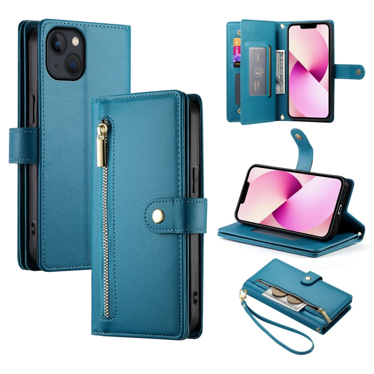 Étui de téléphone en cuir avec fermeture éclair et neuf fentes pour cartes, pour iPhone 14 Pro Max, pour iPhone 13 Pro Max, pour iPhone 13 Pro, pour iPhone 13, pour iPhone 13 mini, pour iPhone 12 / 12 Pro, pour iPhone 12 Pro Max, pour iPhone 12 mini