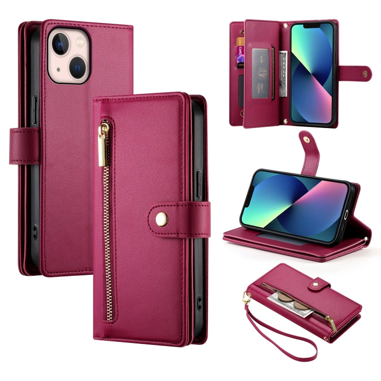 Étui de téléphone en cuir avec fermeture éclair et neuf fentes pour cartes, pour iPhone 14 Pro Max, pour iPhone 13 Pro Max, pour iPhone 13 Pro, pour iPhone 13, pour iPhone 13 mini, pour iPhone 12 / 12 Pro, pour iPhone 12 Pro Max, pour iPhone 12 mini