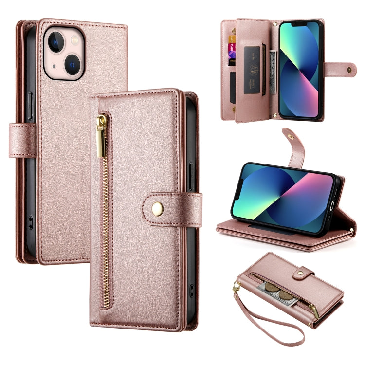 Étui de téléphone en cuir avec fermeture éclair et neuf fentes pour cartes, pour iPhone 14 Pro Max, pour iPhone 13 Pro Max, pour iPhone 13 Pro, pour iPhone 13, pour iPhone 13 mini, pour iPhone 12 / 12 Pro, pour iPhone 12 Pro Max, pour iPhone 12 mini