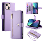 Étui de téléphone en cuir avec fermeture éclair et neuf fentes pour cartes, pour iPhone 14 Pro Max, pour iPhone 13 Pro Max, pour iPhone 13 Pro, pour iPhone 13, pour iPhone 13 mini, pour iPhone 12 / 12 Pro, pour iPhone 12 Pro Max, pour iPhone 12 mini