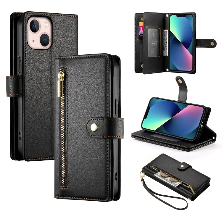 Étui de téléphone en cuir avec fermeture éclair et neuf fentes pour cartes, pour iPhone 14 Pro Max, pour iPhone 13 Pro Max, pour iPhone 13 Pro, pour iPhone 13, pour iPhone 13 mini, pour iPhone 12 / 12 Pro, pour iPhone 12 Pro Max, pour iPhone 12 mini