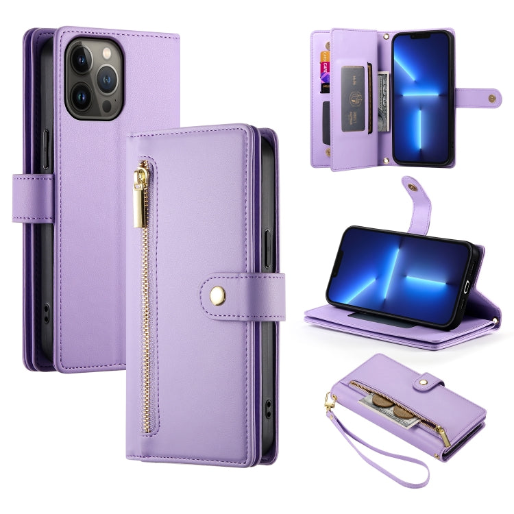 Étui de téléphone en cuir avec fermeture éclair et neuf fentes pour cartes, pour iPhone 14 Pro Max, pour iPhone 13 Pro Max, pour iPhone 13 Pro, pour iPhone 13, pour iPhone 13 mini, pour iPhone 12 / 12 Pro, pour iPhone 12 Pro Max, pour iPhone 12 mini