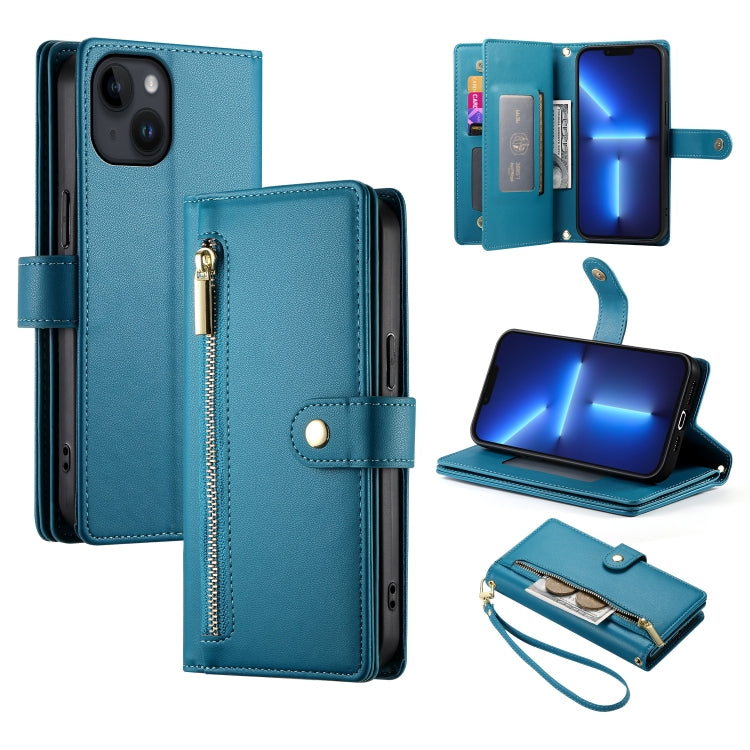 Étui de téléphone en cuir avec fermeture éclair et neuf fentes pour cartes, pour iPhone 14 Pro Max, pour iPhone 13 Pro Max, pour iPhone 13 Pro, pour iPhone 13, pour iPhone 13 mini, pour iPhone 12 / 12 Pro, pour iPhone 12 Pro Max, pour iPhone 12 mini