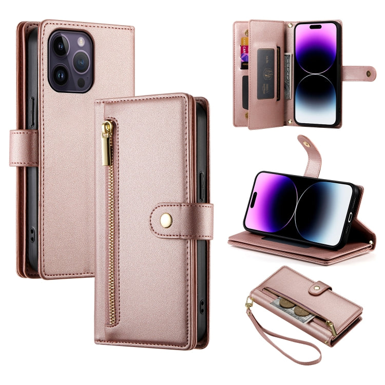 Étui de téléphone en cuir avec fermeture éclair et neuf fentes pour cartes, pour iPhone 14 Pro Max, pour iPhone 13 Pro Max, pour iPhone 13 Pro, pour iPhone 13, pour iPhone 13 mini, pour iPhone 12 / 12 Pro, pour iPhone 12 Pro Max, pour iPhone 12 mini