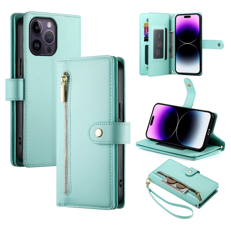 Étui de téléphone en cuir avec fermeture éclair et neuf fentes pour cartes, pour iPhone 14 Pro Max, pour iPhone 13 Pro Max, pour iPhone 13 Pro, pour iPhone 13, pour iPhone 13 mini, pour iPhone 12 / 12 Pro, pour iPhone 12 Pro Max, pour iPhone 12 mini