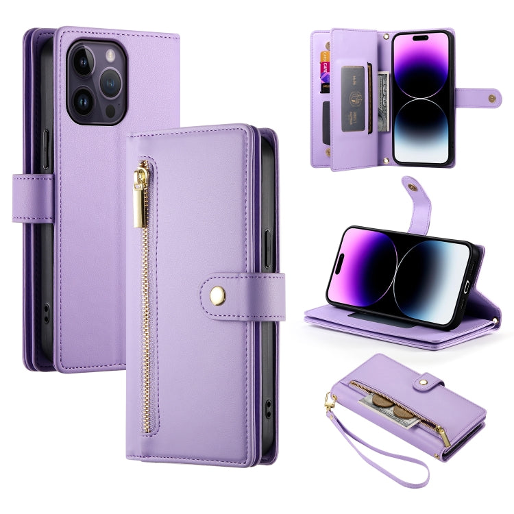 Étui de téléphone en cuir avec fermeture éclair et neuf fentes pour cartes, pour iPhone 14 Pro Max, pour iPhone 13 Pro Max, pour iPhone 13 Pro, pour iPhone 13, pour iPhone 13 mini, pour iPhone 12 / 12 Pro, pour iPhone 12 Pro Max, pour iPhone 12 mini