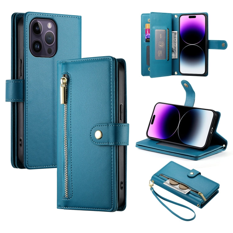 Étui de téléphone en cuir avec fermeture éclair et neuf fentes pour cartes, pour iPhone 14 Pro Max, pour iPhone 13 Pro Max, pour iPhone 13 Pro, pour iPhone 13, pour iPhone 13 mini, pour iPhone 12 / 12 Pro, pour iPhone 12 Pro Max, pour iPhone 12 mini