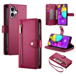 Étui de téléphone en cuir avec porte-cartes et fermeture éclair à neuf emplacements, pour iPhone 17 Pro Max, pour iPhone 17 Pro, pour iPhone 17, pour iPhone Air, pour iPhone 16e, pour iPhone 16 Pro Max, pour iPhone 16 Pro, pour iPhone 16 Plus