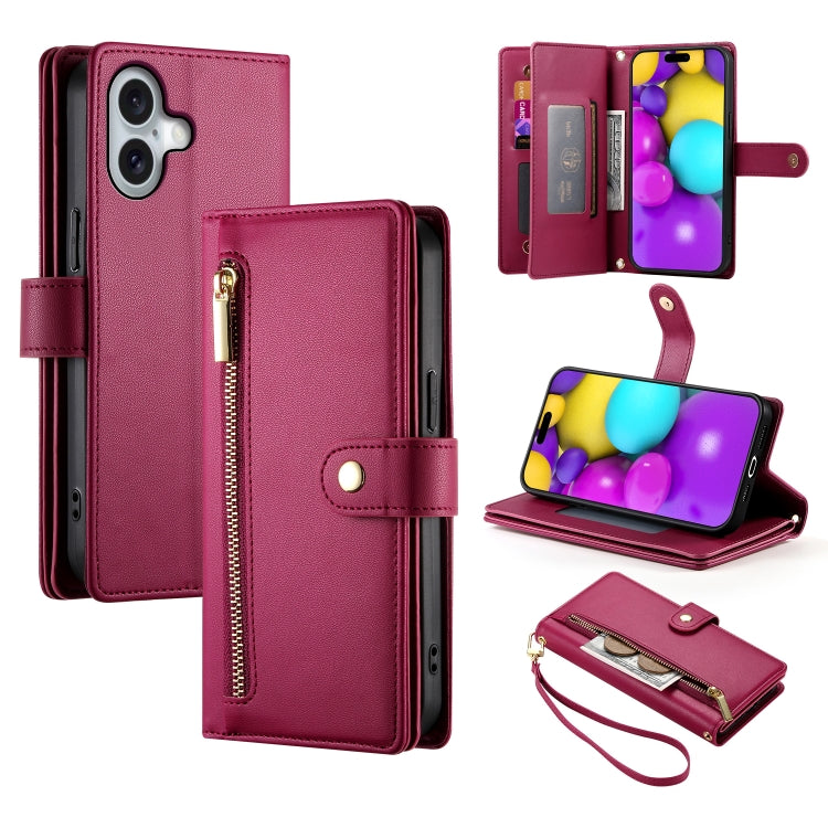 Étui de téléphone en cuir avec porte-cartes et fermeture éclair à neuf emplacements, pour iPhone 17 Pro Max, pour iPhone 17 Pro, pour iPhone 17, pour iPhone Air, pour iPhone 16e, pour iPhone 16 Pro Max, pour iPhone 16 Pro, pour iPhone 16 Plus