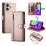 Étui de téléphone en cuir avec porte-cartes et fermeture éclair à neuf emplacements, pour iPhone 17 Pro Max, pour iPhone 17 Pro, pour iPhone 17, pour iPhone Air, pour iPhone 16e, pour iPhone 16 Pro Max, pour iPhone 16 Pro, pour iPhone 16 Plus