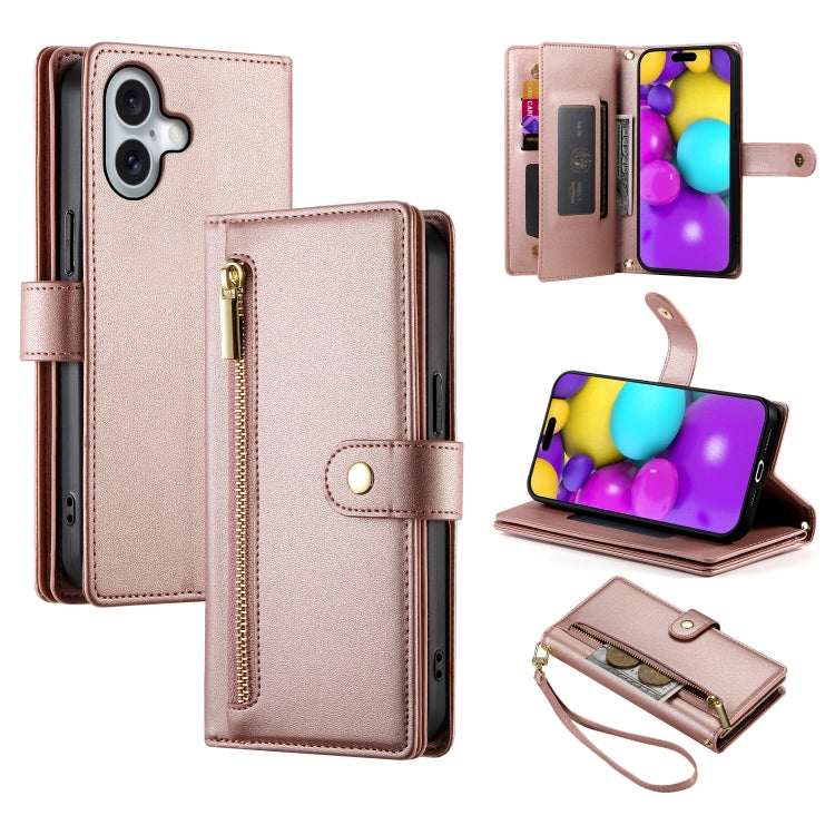 Étui de téléphone en cuir avec porte-cartes et fermeture éclair à neuf emplacements, pour iPhone 17 Pro Max, pour iPhone 17 Pro, pour iPhone 17, pour iPhone Air, pour iPhone 16e, pour iPhone 16 Pro Max, pour iPhone 16 Pro, pour iPhone 16 Plus