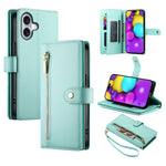 Étui de téléphone en cuir avec porte-cartes et fermeture éclair à neuf emplacements, pour iPhone 17 Pro Max, pour iPhone 17 Pro, pour iPhone 17, pour iPhone Air, pour iPhone 16e, pour iPhone 16 Pro Max, pour iPhone 16 Pro, pour iPhone 16 Plus
