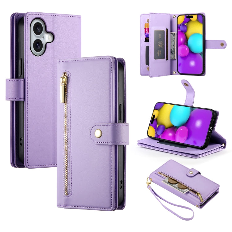 Étui de téléphone en cuir avec porte-cartes et fermeture éclair à neuf emplacements, pour iPhone 17 Pro Max, pour iPhone 17 Pro, pour iPhone 17, pour iPhone Air, pour iPhone 16e, pour iPhone 16 Pro Max, pour iPhone 16 Pro, pour iPhone 16 Plus