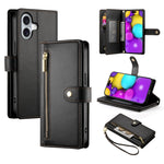 Étui de téléphone en cuir avec porte-cartes et fermeture éclair à neuf emplacements, pour iPhone 17 Pro Max, pour iPhone 17 Pro, pour iPhone 17, pour iPhone Air, pour iPhone 16e, pour iPhone 16 Pro Max, pour iPhone 16 Pro, pour iPhone 16 Plus