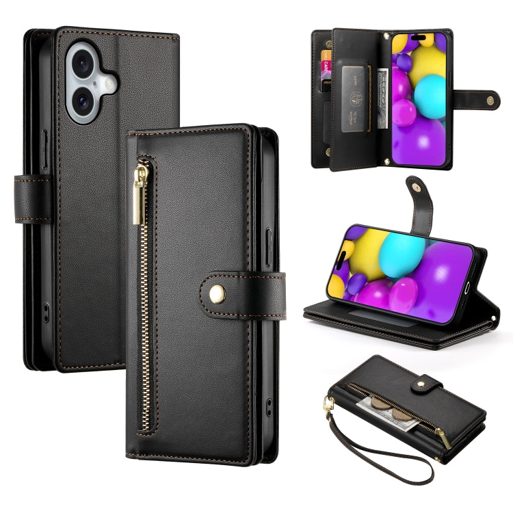 Étui de téléphone en cuir avec porte-cartes et fermeture éclair à neuf emplacements, pour iPhone 17 Pro Max, pour iPhone 17 Pro, pour iPhone 17, pour iPhone Air, pour iPhone 16e, pour iPhone 16 Pro Max, pour iPhone 16 Pro, pour iPhone 16 Plus