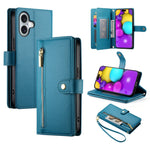 Étui de téléphone en cuir avec porte-cartes et fermeture éclair à neuf emplacements, pour iPhone 17 Pro Max, pour iPhone 17 Pro, pour iPhone 17, pour iPhone Air, pour iPhone 16e, pour iPhone 16 Pro Max, pour iPhone 16 Pro, pour iPhone 16 Plus