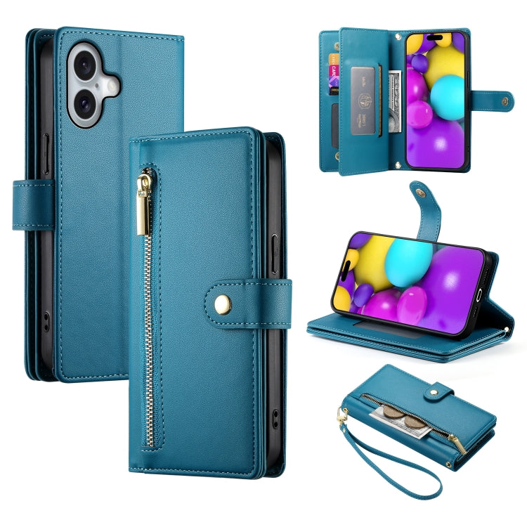 Étui de téléphone en cuir avec porte-cartes et fermeture éclair à neuf emplacements, pour iPhone 17 Pro Max, pour iPhone 17 Pro, pour iPhone 17, pour iPhone Air, pour iPhone 16e, pour iPhone 16 Pro Max, pour iPhone 16 Pro, pour iPhone 16 Plus
