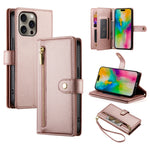 Étui de téléphone en cuir avec porte-cartes et fermeture éclair à neuf emplacements, pour iPhone 17 Pro Max, pour iPhone 17 Pro, pour iPhone 17, pour iPhone Air, pour iPhone 16e, pour iPhone 16 Pro Max, pour iPhone 16 Pro, pour iPhone 16 Plus