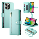 Étui de téléphone en cuir avec porte-cartes et fermeture éclair à neuf emplacements, pour iPhone 17 Pro Max, pour iPhone 17 Pro, pour iPhone 17, pour iPhone Air, pour iPhone 16e, pour iPhone 16 Pro Max, pour iPhone 16 Pro, pour iPhone 16 Plus