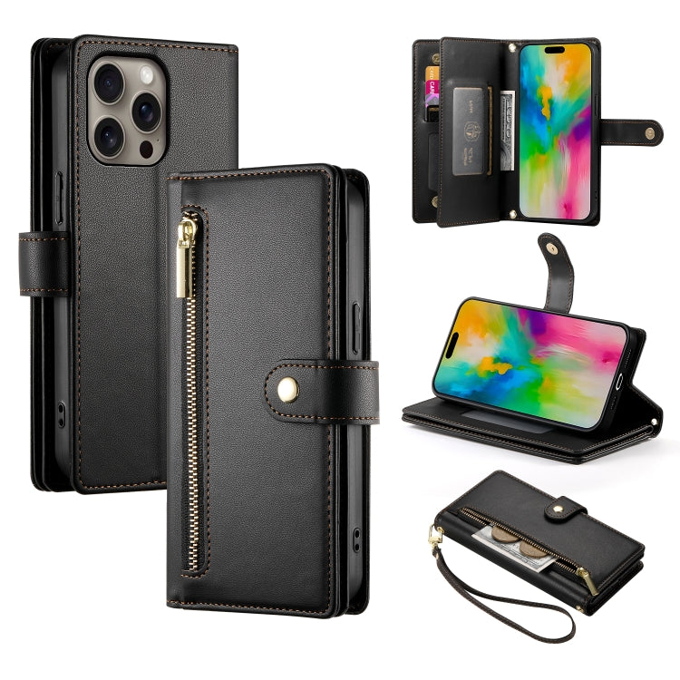 Étui de téléphone en cuir avec porte-cartes et fermeture éclair à neuf emplacements, pour iPhone 17 Pro Max, pour iPhone 17 Pro, pour iPhone 17, pour iPhone Air, pour iPhone 16e, pour iPhone 16 Pro Max, pour iPhone 16 Pro, pour iPhone 16 Plus