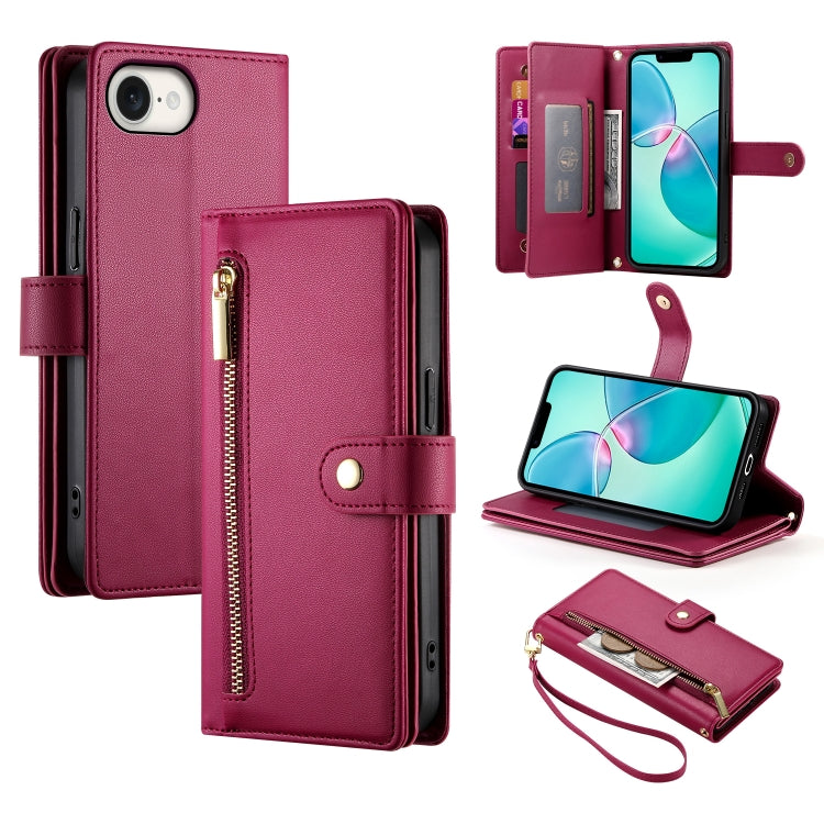 Étui de téléphone en cuir avec porte-cartes et fermeture éclair à neuf emplacements, pour iPhone 17 Pro Max, pour iPhone 17 Pro, pour iPhone 17, pour iPhone Air, pour iPhone 16e, pour iPhone 16 Pro Max, pour iPhone 16 Pro, pour iPhone 16 Plus