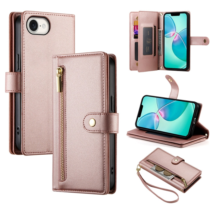 Étui de téléphone en cuir avec porte-cartes et fermeture éclair à neuf emplacements, pour iPhone 17 Pro Max, pour iPhone 17 Pro, pour iPhone 17, pour iPhone Air, pour iPhone 16e, pour iPhone 16 Pro Max, pour iPhone 16 Pro, pour iPhone 16 Plus