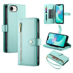 Étui de téléphone en cuir avec porte-cartes et fermeture éclair à neuf emplacements, pour iPhone 17 Pro Max, pour iPhone 17 Pro, pour iPhone 17, pour iPhone Air, pour iPhone 16e, pour iPhone 16 Pro Max, pour iPhone 16 Pro, pour iPhone 16 Plus
