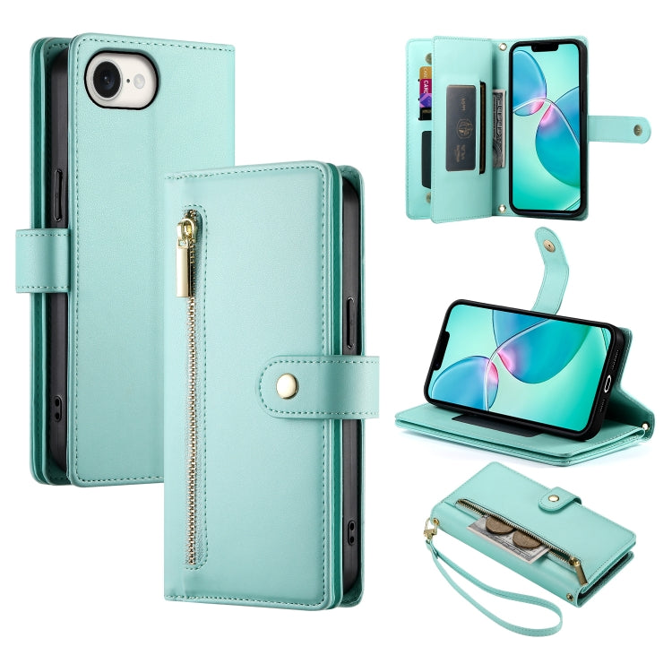 Étui de téléphone en cuir avec porte-cartes et fermeture éclair à neuf emplacements, pour iPhone 17 Pro Max, pour iPhone 17 Pro, pour iPhone 17, pour iPhone Air, pour iPhone 16e, pour iPhone 16 Pro Max, pour iPhone 16 Pro, pour iPhone 16 Plus