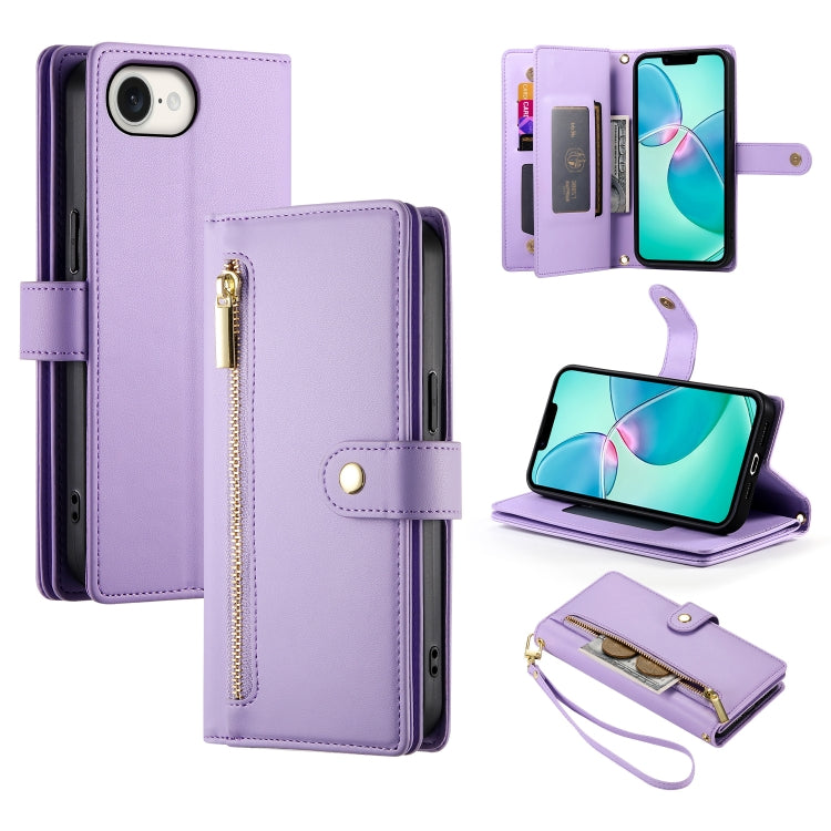 Étui de téléphone en cuir avec porte-cartes et fermeture éclair à neuf emplacements, pour iPhone 17 Pro Max, pour iPhone 17 Pro, pour iPhone 17, pour iPhone Air, pour iPhone 16e, pour iPhone 16 Pro Max, pour iPhone 16 Pro, pour iPhone 16 Plus