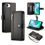 Étui de téléphone en cuir avec porte-cartes et fermeture éclair à neuf emplacements, pour iPhone 17 Pro Max, pour iPhone 17 Pro, pour iPhone 17, pour iPhone Air, pour iPhone 16e, pour iPhone 16 Pro Max, pour iPhone 16 Pro, pour iPhone 16 Plus