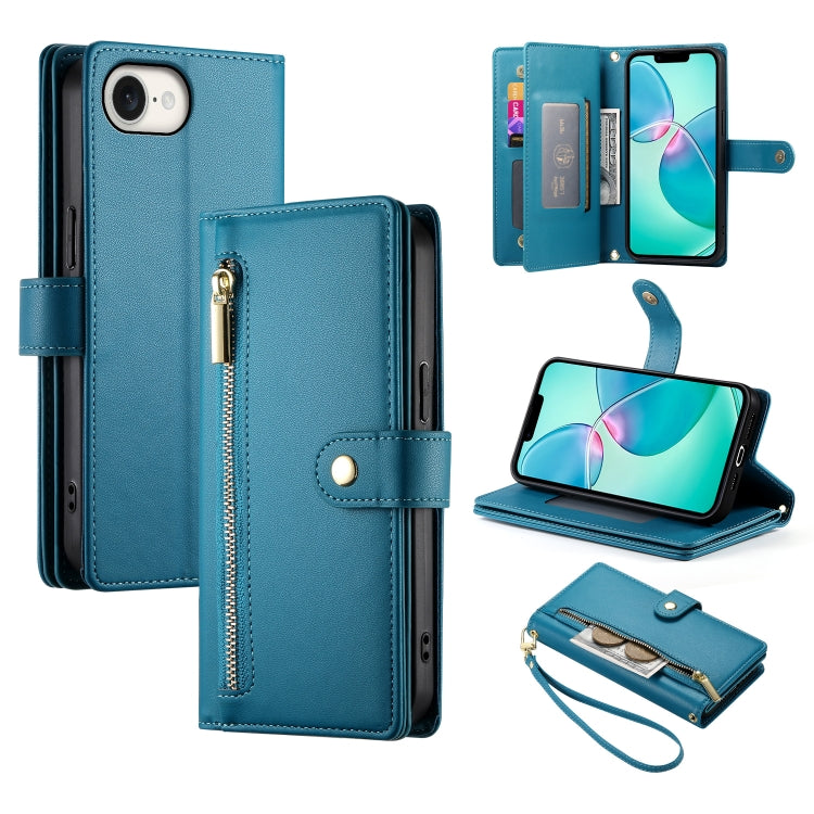 Étui de téléphone en cuir avec porte-cartes et fermeture éclair à neuf emplacements, pour iPhone 17 Pro Max, pour iPhone 17 Pro, pour iPhone 17, pour iPhone Air, pour iPhone 16e, pour iPhone 16 Pro Max, pour iPhone 16 Pro, pour iPhone 16 Plus