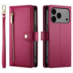 Étui de téléphone en cuir avec porte-cartes et fermeture éclair à neuf emplacements, pour iPhone 17 Pro Max, pour iPhone 17 Pro, pour iPhone 17, pour iPhone Air, pour iPhone 16e, pour iPhone 16 Pro Max, pour iPhone 16 Pro, pour iPhone 16 Plus