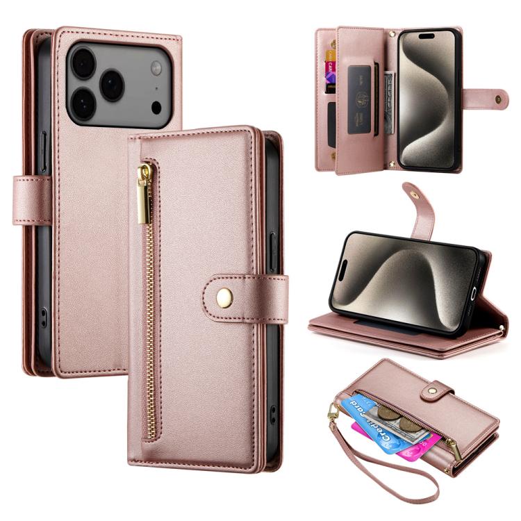 Étui de téléphone en cuir avec porte-cartes et fermeture éclair à neuf emplacements, pour iPhone 17 Pro Max, pour iPhone 17 Pro, pour iPhone 17, pour iPhone Air, pour iPhone 16e, pour iPhone 16 Pro Max, pour iPhone 16 Pro, pour iPhone 16 Plus