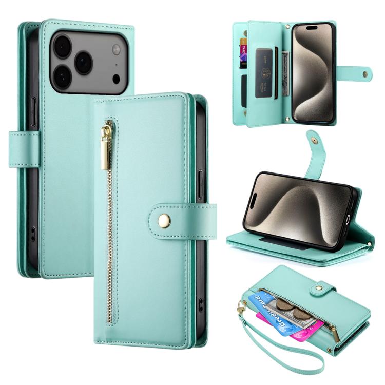 Étui de téléphone en cuir avec porte-cartes et fermeture éclair à neuf emplacements, pour iPhone 17 Pro Max, pour iPhone 17 Pro, pour iPhone 17, pour iPhone Air, pour iPhone 16e, pour iPhone 16 Pro Max, pour iPhone 16 Pro, pour iPhone 16 Plus