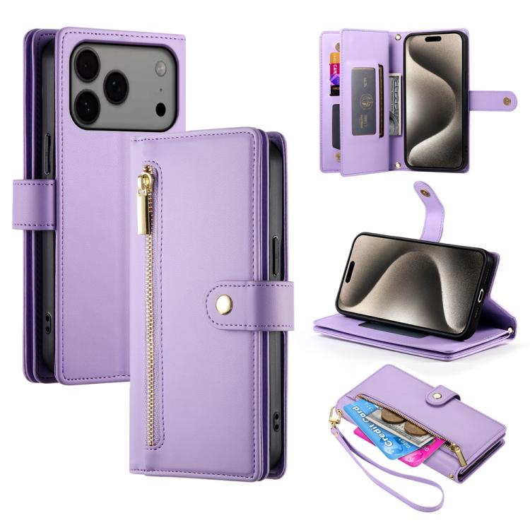 Étui de téléphone en cuir avec porte-cartes et fermeture éclair à neuf emplacements, pour iPhone 17 Pro Max, pour iPhone 17 Pro, pour iPhone 17, pour iPhone Air, pour iPhone 16e, pour iPhone 16 Pro Max, pour iPhone 16 Pro, pour iPhone 16 Plus