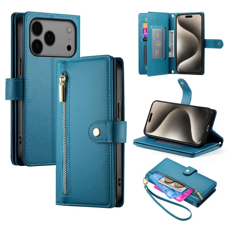 Étui de téléphone en cuir avec porte-cartes et fermeture éclair à neuf emplacements, pour iPhone 17 Pro Max, pour iPhone 17 Pro, pour iPhone 17, pour iPhone Air, pour iPhone 16e, pour iPhone 16 Pro Max, pour iPhone 16 Pro, pour iPhone 16 Plus