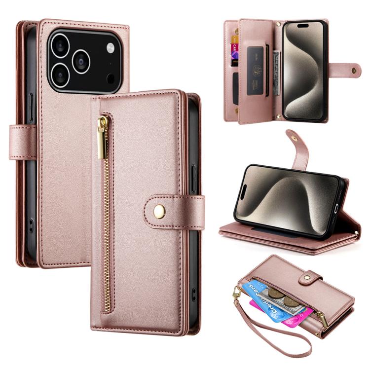 Étui de téléphone en cuir avec porte-cartes et fermeture éclair à neuf emplacements, pour iPhone 17 Pro Max, pour iPhone 17 Pro, pour iPhone 17, pour iPhone Air, pour iPhone 16e, pour iPhone 16 Pro Max, pour iPhone 16 Pro, pour iPhone 16 Plus