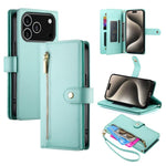 Étui de téléphone en cuir avec porte-cartes et fermeture éclair à neuf emplacements, pour iPhone 17 Pro Max, pour iPhone 17 Pro, pour iPhone 17, pour iPhone Air, pour iPhone 16e, pour iPhone 16 Pro Max, pour iPhone 16 Pro, pour iPhone 16 Plus
