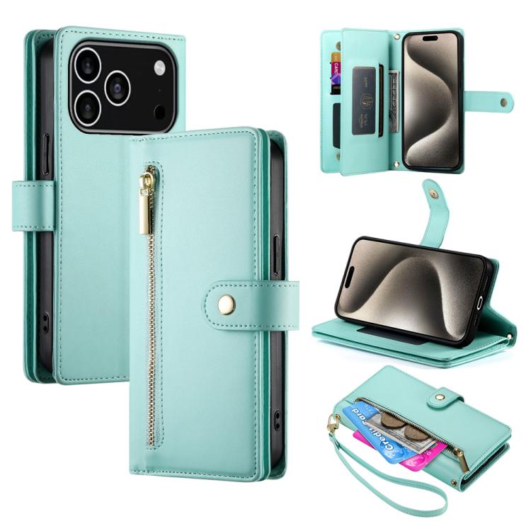 Étui de téléphone en cuir avec porte-cartes et fermeture éclair à neuf emplacements, pour iPhone 17 Pro Max, pour iPhone 17 Pro, pour iPhone 17, pour iPhone Air, pour iPhone 16e, pour iPhone 16 Pro Max, pour iPhone 16 Pro, pour iPhone 16 Plus