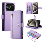 Étui de téléphone en cuir avec porte-cartes et fermeture éclair à neuf emplacements, pour iPhone 17 Pro Max, pour iPhone 17 Pro, pour iPhone 17, pour iPhone Air, pour iPhone 16e, pour iPhone 16 Pro Max, pour iPhone 16 Pro, pour iPhone 16 Plus