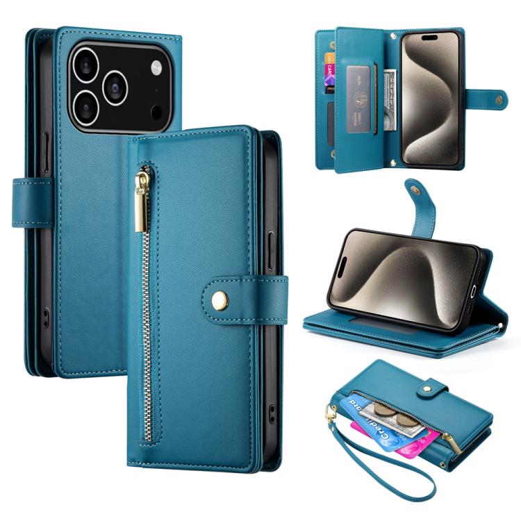 Étui de téléphone en cuir avec porte-cartes et fermeture éclair à neuf emplacements, pour iPhone 17 Pro Max, pour iPhone 17 Pro, pour iPhone 17, pour iPhone Air, pour iPhone 16e, pour iPhone 16 Pro Max, pour iPhone 16 Pro, pour iPhone 16 Plus