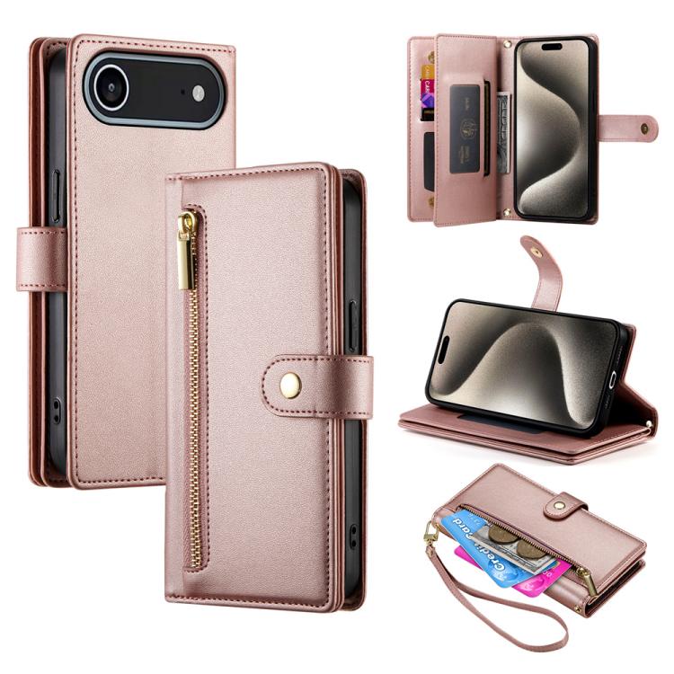Étui de téléphone en cuir avec porte-cartes et fermeture éclair à neuf emplacements, pour iPhone 17 Pro Max, pour iPhone 17 Pro, pour iPhone 17, pour iPhone Air, pour iPhone 16e, pour iPhone 16 Pro Max, pour iPhone 16 Pro, pour iPhone 16 Plus