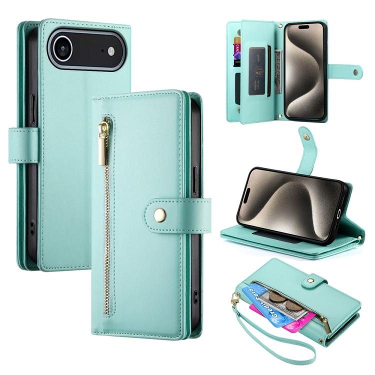 Étui de téléphone en cuir avec porte-cartes et fermeture éclair à neuf emplacements, pour iPhone 17 Pro Max, pour iPhone 17 Pro, pour iPhone 17, pour iPhone Air, pour iPhone 16e, pour iPhone 16 Pro Max, pour iPhone 16 Pro, pour iPhone 16 Plus