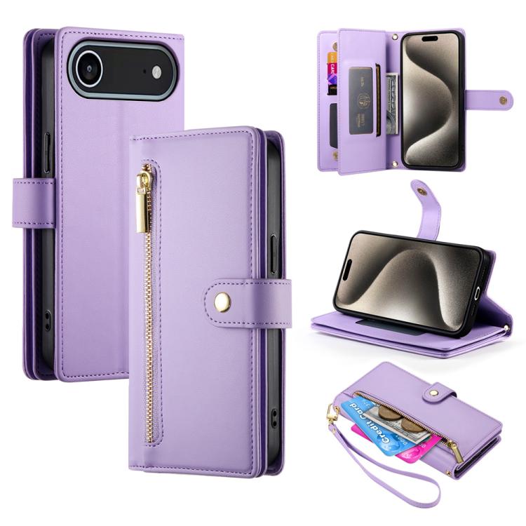 Étui de téléphone en cuir avec porte-cartes et fermeture éclair à neuf emplacements, pour iPhone 17 Pro Max, pour iPhone 17 Pro, pour iPhone 17, pour iPhone Air, pour iPhone 16e, pour iPhone 16 Pro Max, pour iPhone 16 Pro, pour iPhone 16 Plus