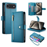 Étui de téléphone en cuir avec porte-cartes et fermeture éclair à neuf emplacements, pour iPhone 17 Pro Max, pour iPhone 17 Pro, pour iPhone 17, pour iPhone Air, pour iPhone 16e, pour iPhone 16 Pro Max, pour iPhone 16 Pro, pour iPhone 16 Plus